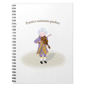 Caderno Espiral A Prática Mantém O Perfeito Mozart Jogando Violi