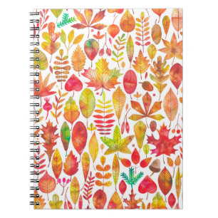 Caderno Espiral A queda do outono da Aquarela deixa o padrão sem