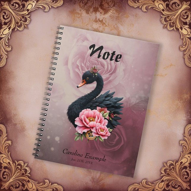 Caderno Espiral A touch of rose and swan's glow.  (Criador carregado)