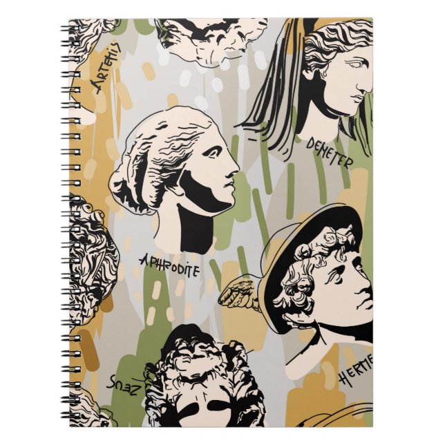 Caderno Espiral A Trending Grega Gods Art Retrait Sem Olhos Padrão (Frente)