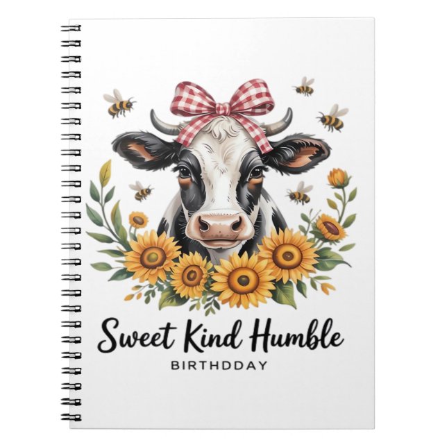 Caderno Espiral A Vaca de Morango Ama Clássica T-Shi (Frente)