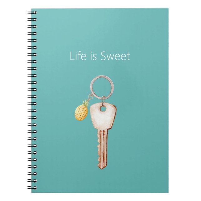 Caderno Espiral A Vida é Doce Chave de Abacaxi (Frente)