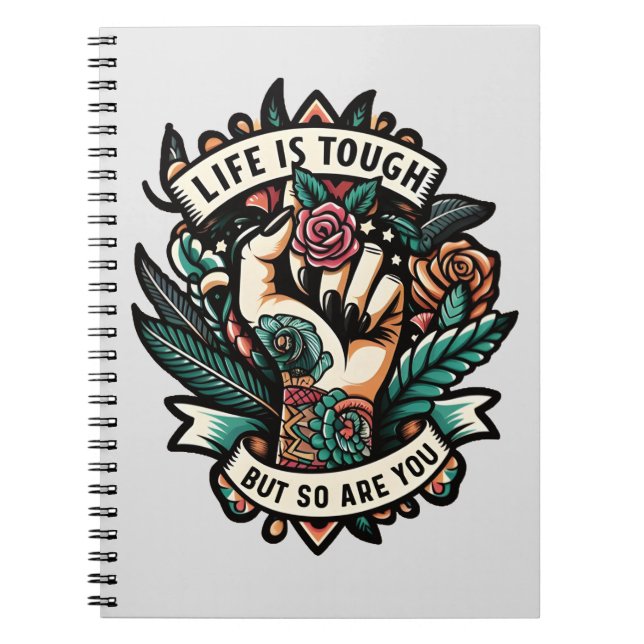 Caderno Espiral A vida é dura, você também é (Frente)