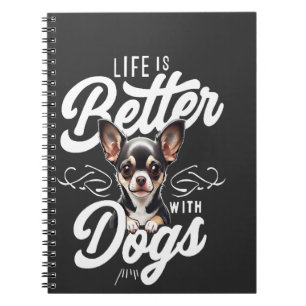 Caderno Espiral A vida é melhor com cachorros Chihuahua