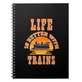 Caderno Espiral A vida é melhor com os trens, para o motor a vapor