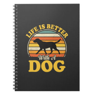 Caderno Espiral A Vida É Melhor Com Um Cachorro Retro