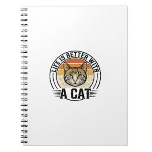 Caderno Espiral A Vida É Melhor Com Um Gato Camisa Vintage De Gato