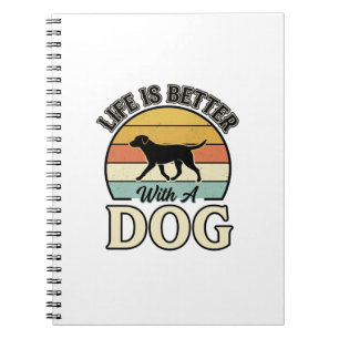 Caderno Espiral A Vida É Melhor Com Uma Camisa Vintage De Cachorro