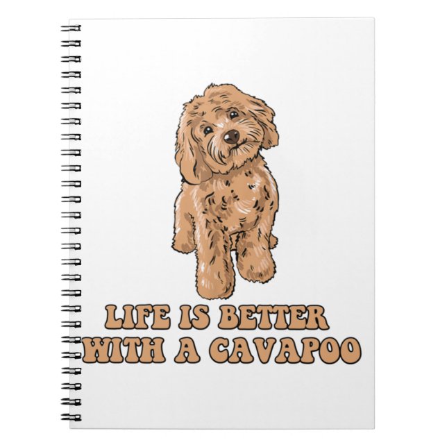 Caderno Espiral A Vida É Melhor Com Uma Cavapoo - Cachorro Engraça (Frente)