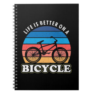 Caderno Espiral A Vida É Melhor Num Bicicleto