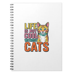 Caderno Espiral A Vida Não é Legal Sem Gatos Camiseta Vintage de G