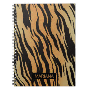 Caderno Espiral A zebra preta listra o fundo Dourado