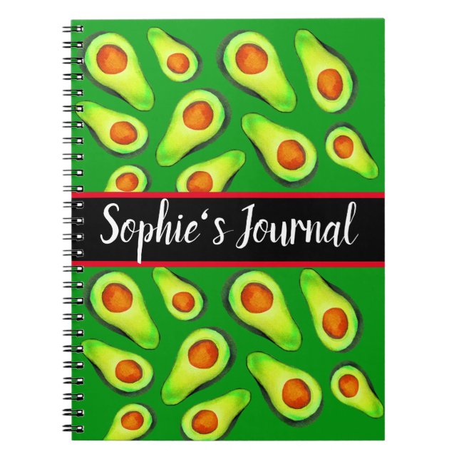 Caderno Espiral Abacate verde saúde fruta foodie (Frente)
