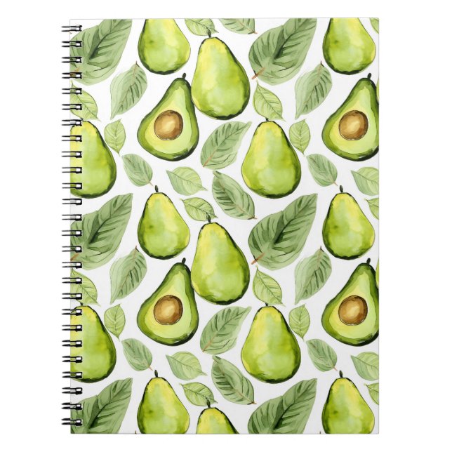 Caderno Espiral Abacates Folhas Verdes   (Frente)