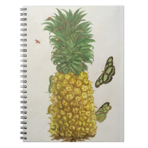 Caderno Espiral Abacaxi com lagarta e borboletas (mão-c