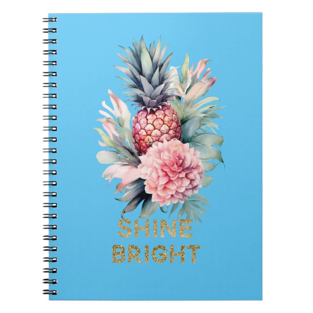 Caderno Espiral Abacaxi-da-índia Dourada tropical (Frente)