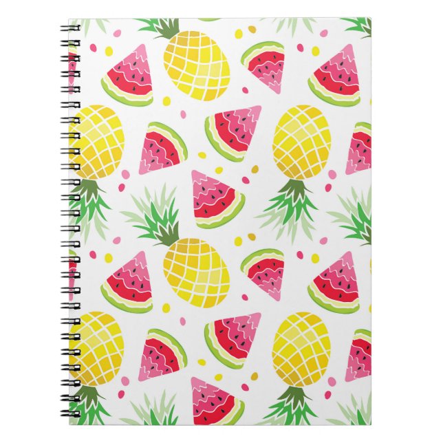 Caderno Espiral Abacaxi de Abacaxi de Verão Impressão (Frente)