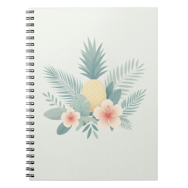 Caderno Espiral Abacaxi floral e havaiano (Frente)