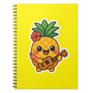 Caderno Espiral Abacaxi Kawaii sorridente - Tropical