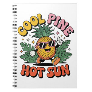 Caderno Espiral Abacaxi Sol Quente Pinheiro Legal Vibrações de Ver