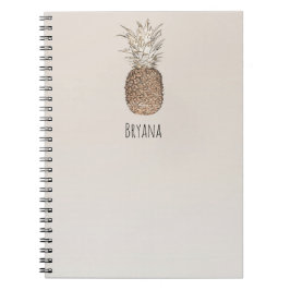 Caderno Espiral Abacaxi Tropical Havaiano Rústico