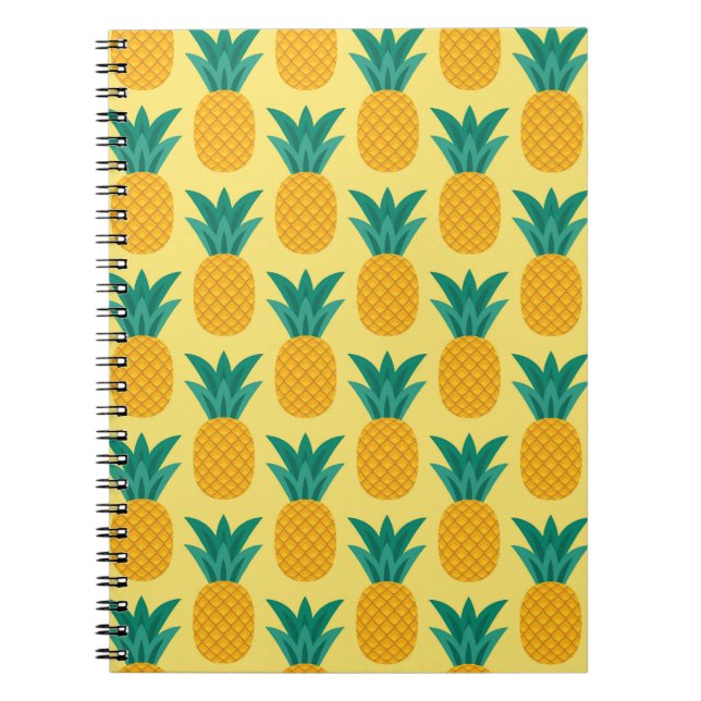 Caderno Espiral Abacaxi Vintage: Frutífero Ataque De Padrão. (Frente)
