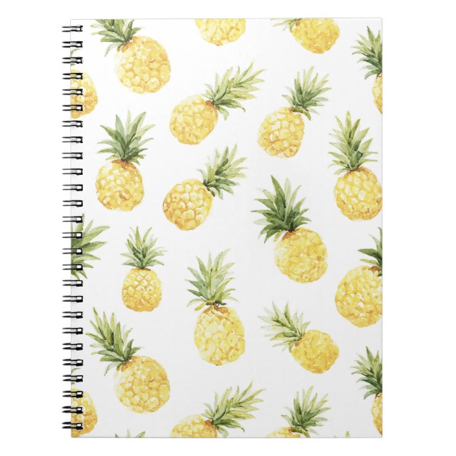 Caderno Espiral Abacaxis Amarelos Tropicais (Frente)