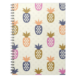 Caderno Espiral Abacaxis sem costura Design de padrão de safra