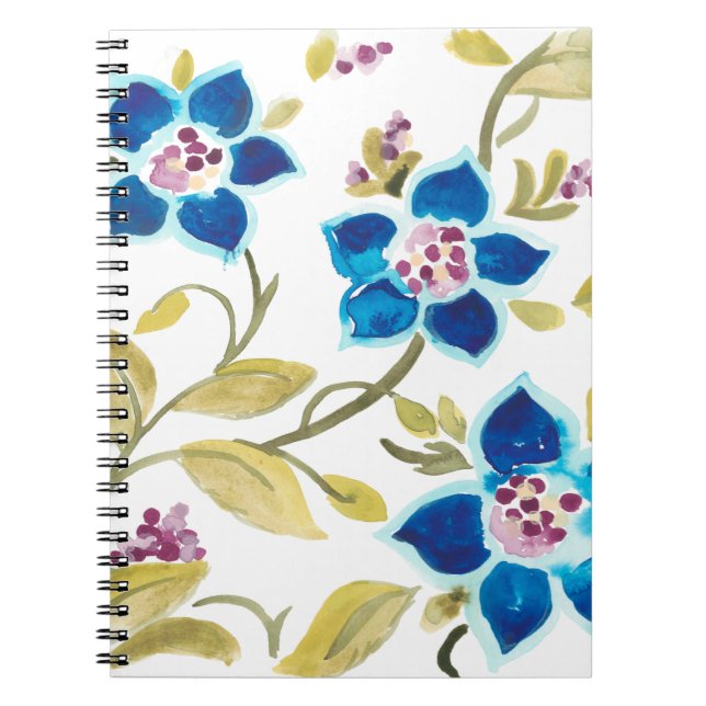 Caderno Espiral Abbey Floral Azulejos - Blue Blooms (Frente)