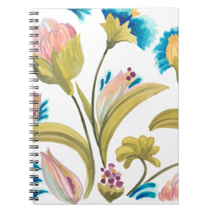 Caderno Espiral Abbey Floral Azulejos - Flores de primavera