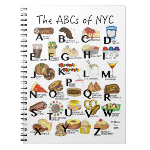 Caderno Espiral ABCs do alfabeto Nova Iorque Icônico NYC
