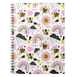 Caderno Espiral Abejas Lindas e Arco-íris