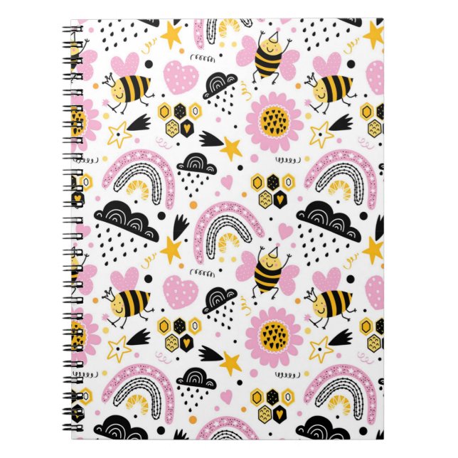 Caderno Espiral Abejas Lindas e Arco-íris (Frente)