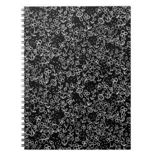 Caderno Espiral Abejas no jardim em Preto e Branco