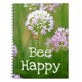 Caderno Espiral Abelha com Motivação da Flor de Allium Garden Roxo