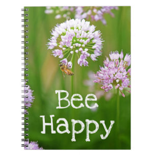 Caderno Espiral Abelha com Motivação da Flor de Allium Garden Roxo