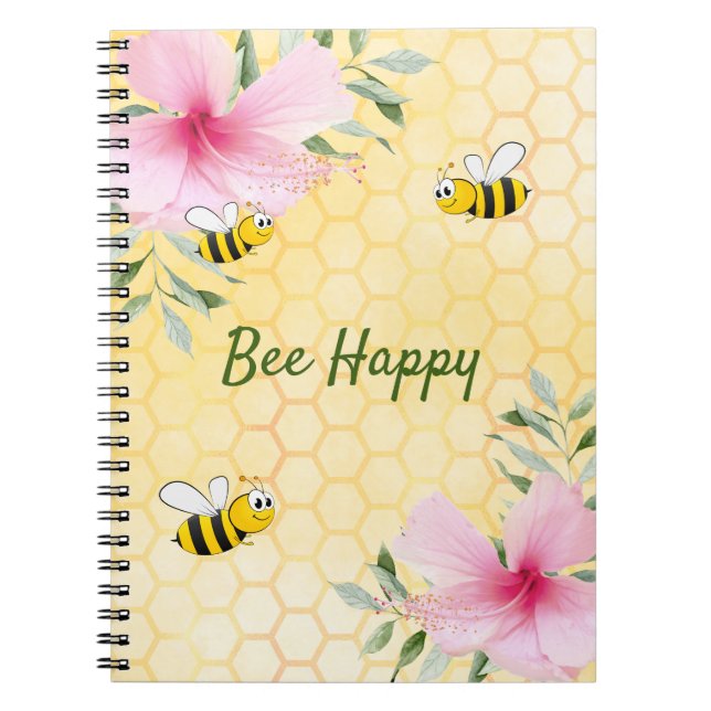 Caderno Espiral Abelha Feliz Bombus Abelhas amarelas no verão (Frente)
