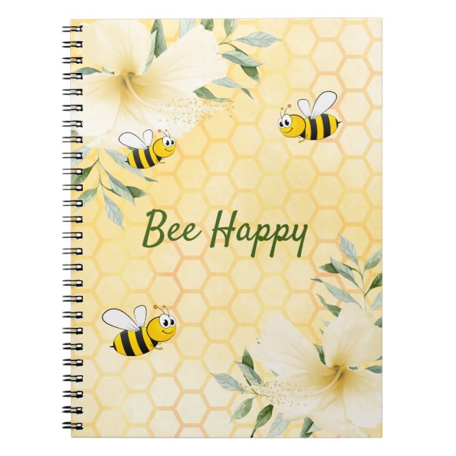 Caderno Espiral Abelha Feliz Bombus Abelhas amarelas no verão (Frente)