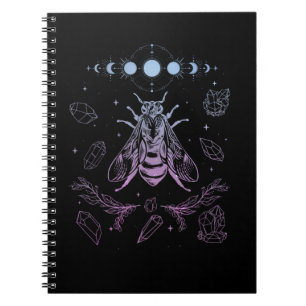 Caderno Espiral Abelha Gótica Crescente Wicca Gótica do Gótico 