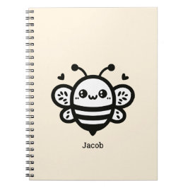 Caderno Espiral Abelha Mel - Arte de Linha de Berçário Kawaii