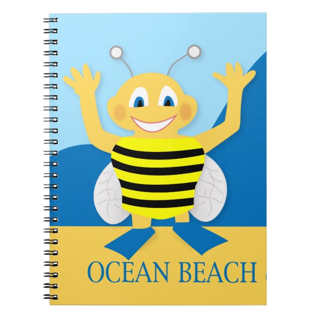 Caderno Espiral Abelha na praia (Frente)