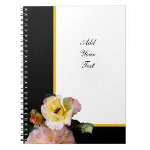 Caderno Espiral Abelha nas flores amarelas cor-de-rosa