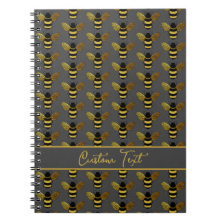 CADERNO ESPIRAL ABELHA NEGRA DOURADA DE BOLEBEE REPETIDORA PADRÃO 