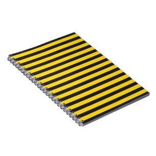 Caderno Espiral Abelha Preta Amarela Listras Horizontais Abelha