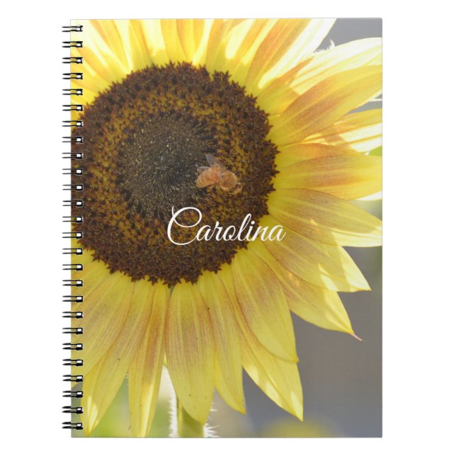 Caderno Espiral Abelhas de girassol amarelo (Frente)