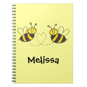 Caderno Espiral Abelhas de mel com coração