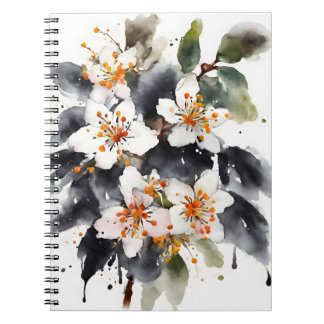 Caderno Espiral Abelia - Flores aquarela