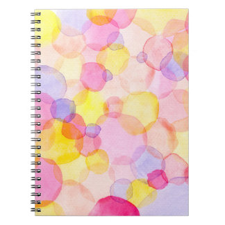 Caderno Espiral Abertura da bolinhas: Aquarela Colorida