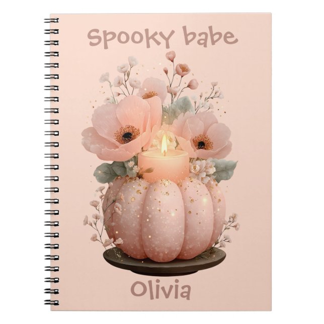 Caderno Espiral Abóbora Bebê Assustadora para Meninas (Frente)