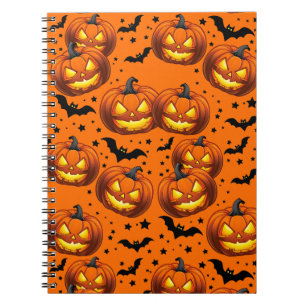 Caderno Espiral Abóbora-de-Halloween e Morcegos